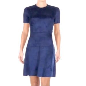 Catherine Maladrino Navy Blue Suede Dress - Size 12